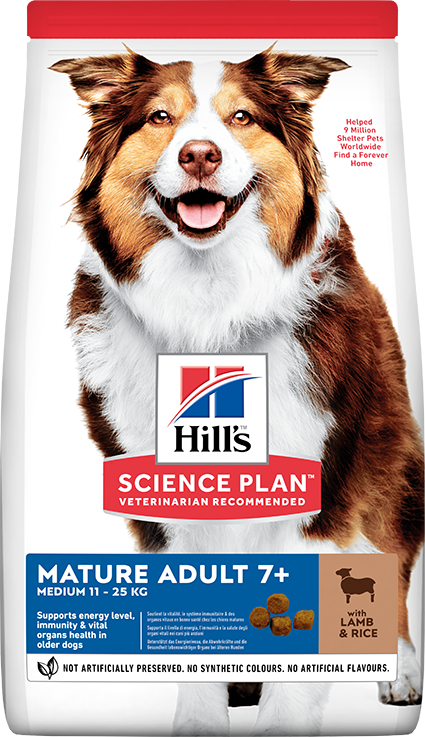 Hill's Mature Adult +7 Kuzu Etli ve Pirinçli Orta Irk Yaşlı Köpek Maması 14 Kg