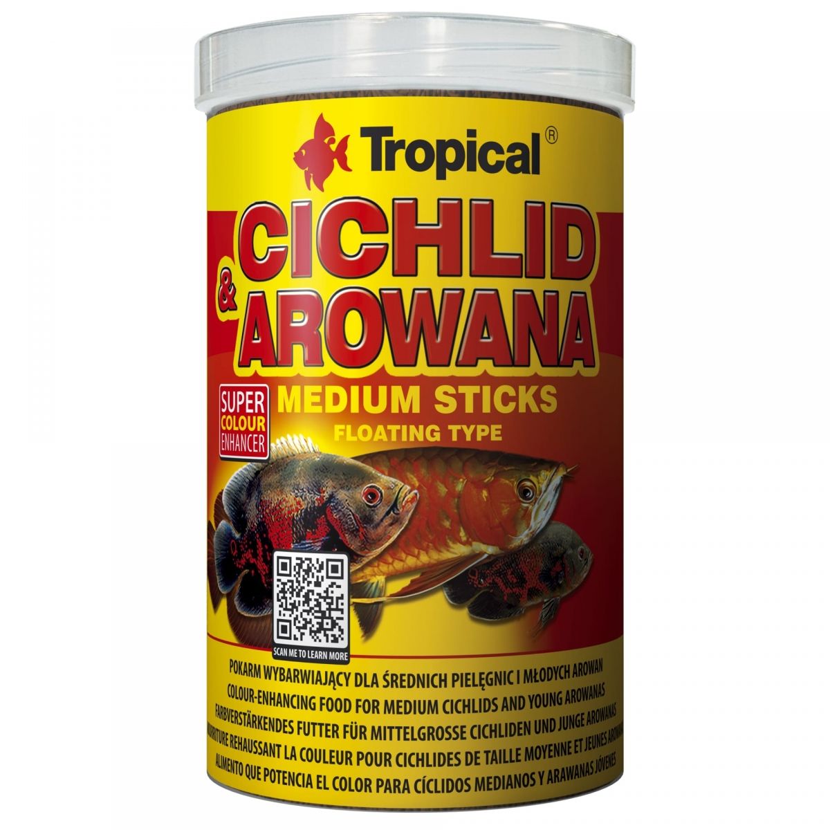 Tropical Cichlid & Arowana Medium Sticks Balık Yem 1000 ml