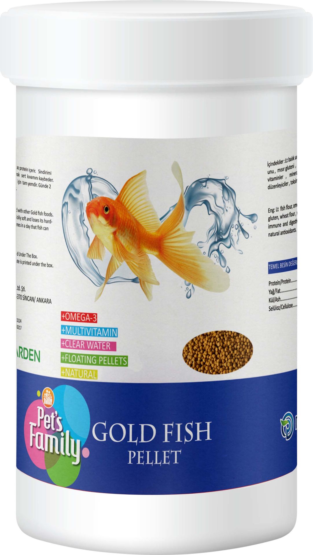 Pet’s Family Gold Fish Pellet 250ml/90 Gr