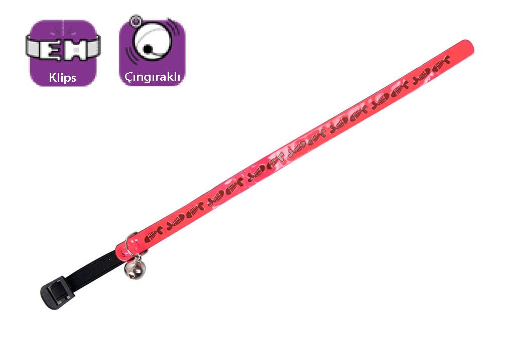 Karlie Zilli Balık Desenli Sarı Kedi Boyun Tasması 30 Cm Pembe
