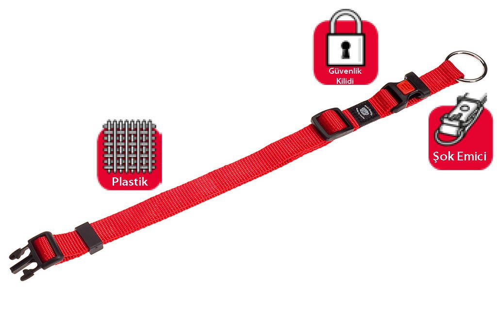 Karlie Kilitli Boyun Tasması XS 20-35 Cm Kırmızı