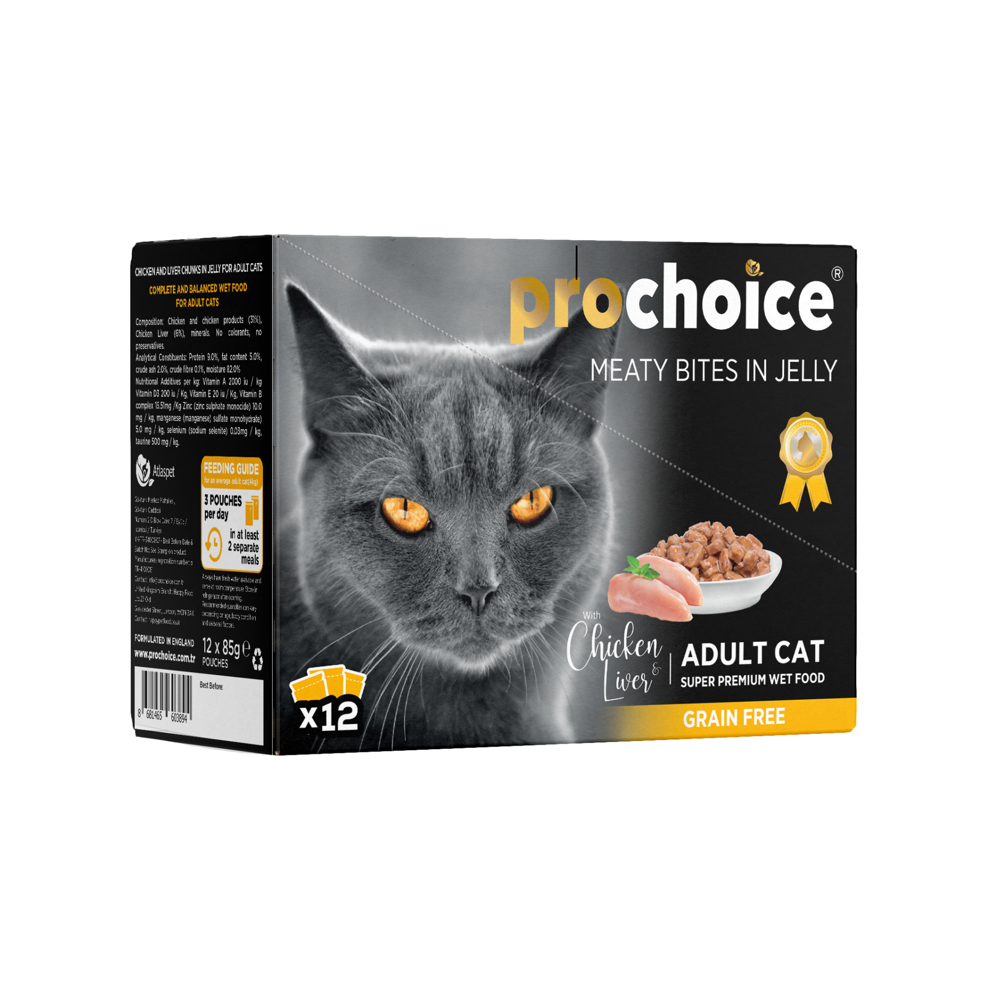 Prochoice Chicken & Liver Family Pack For Cats Yaş Kedi Maması 85 gr * 12 Adet