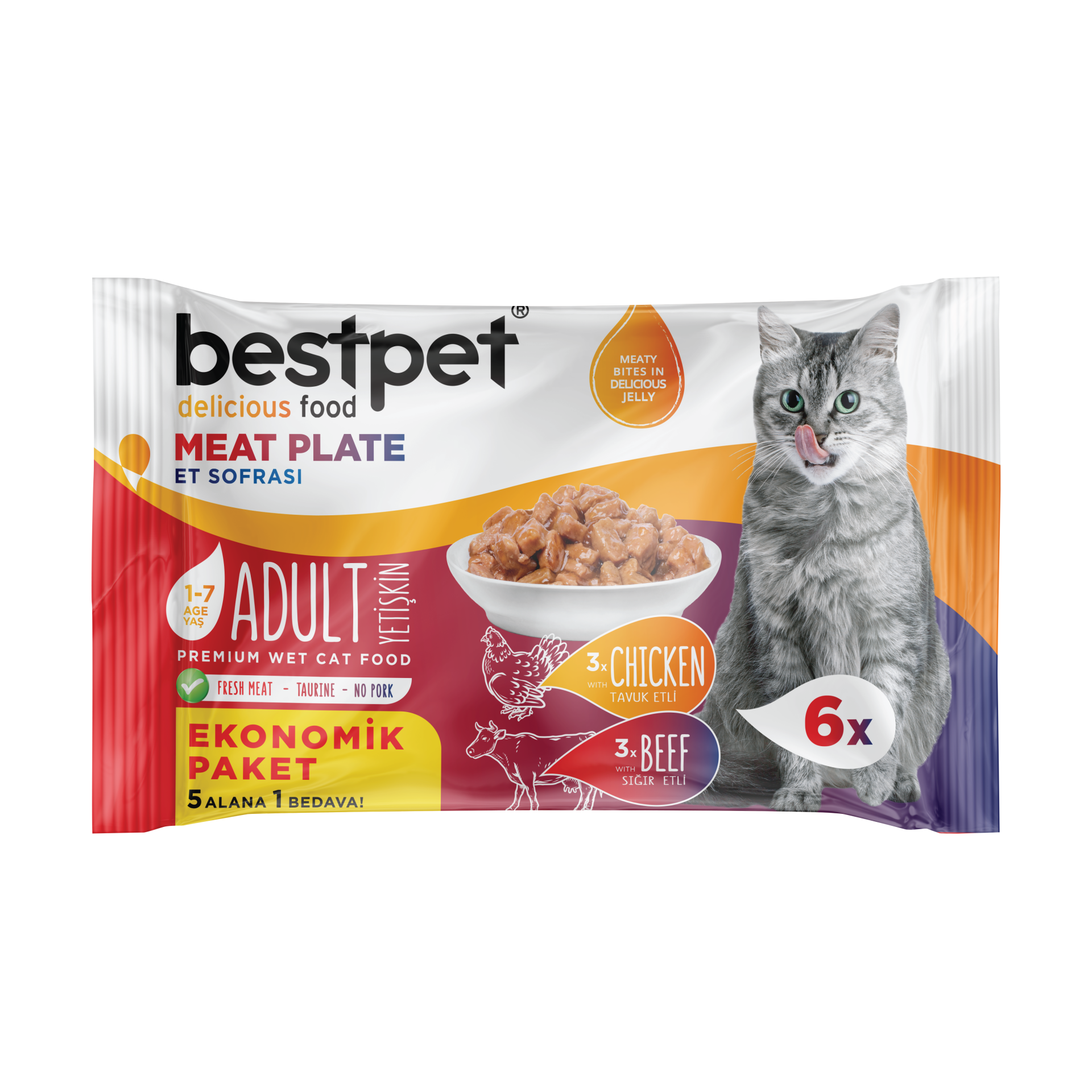 Bestpet Meat Plate Ecopack 6X85 For Adult Yaş Kedi Maması