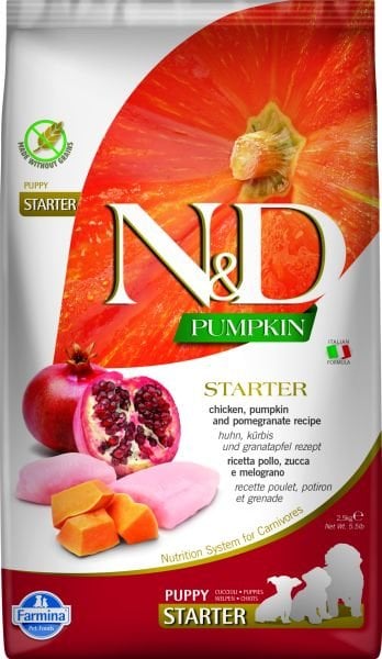 N&D Pumpkin Starter Tavuk Etli Bal Kabaklı ve Narlı Tahılsız Yavru Köpek Maması 2,5 Kg
