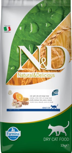 N&D Ocean Morina Balıklı ve Portakallı Düşük Tahıllı Yetişkin Kedi Maması 10 Kg
