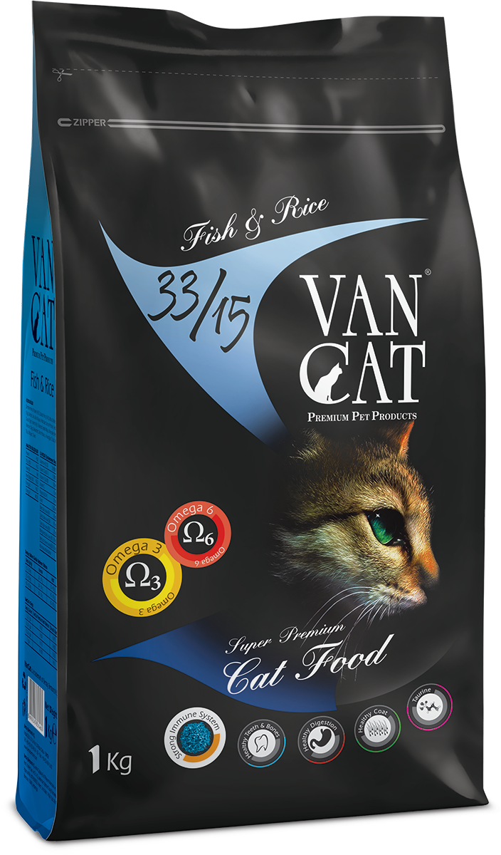 VanCat Balık - Pirinç Kedi Maması 1 Kg