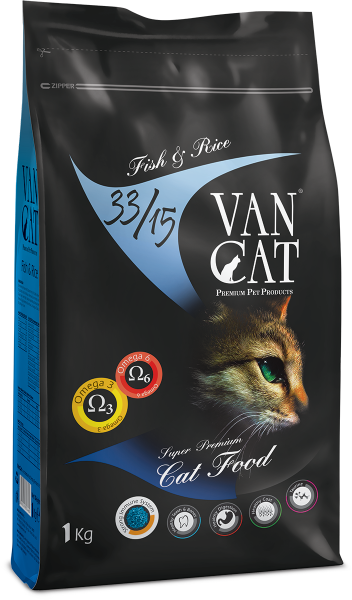 VanCat Balık - Pirinç Kedi Maması 1 Kg