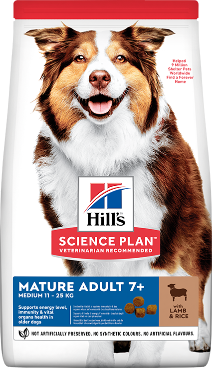 Hill's Mature Adult +7 Kuzu Etli ve Pirinçli Orta Irk  Yaşlı Köpek Maması 14 Kg