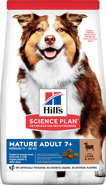 Hill's Mature Adult +7 Kuzu Etli ve Pirinçli Orta Irk  Yaşlı Köpek Maması 14 Kg