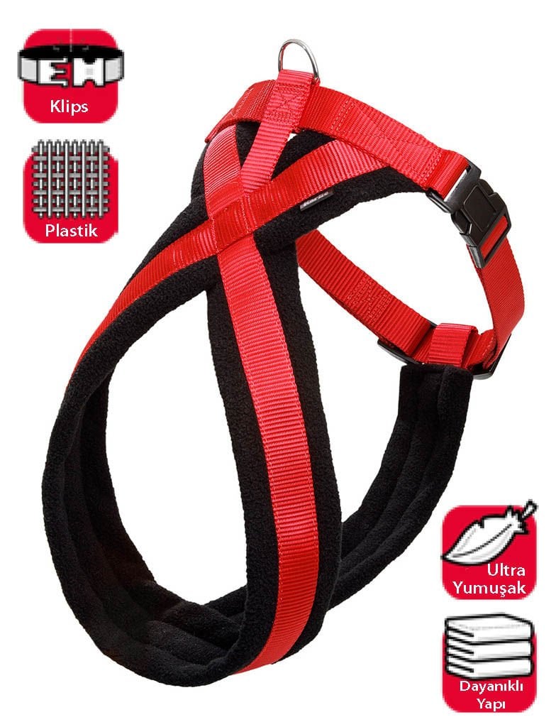 Karlie Yumuşak Göğüs Tasma 74-100 Cm Siyah-Kırmızı
