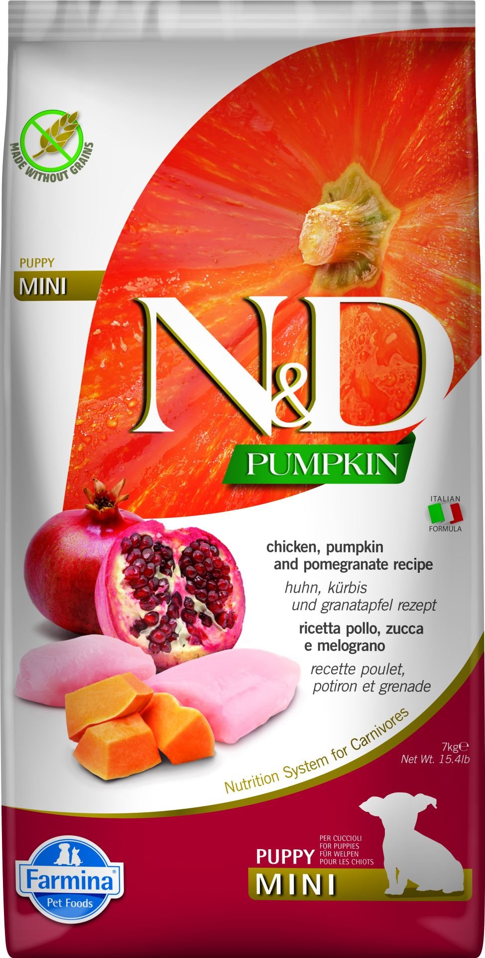 N&D Pumpkin Bal Kabaklı Tavuk Etli ve Narlı Küçük Irk Tahılsız Yavru Köpek Maması 7 Kg