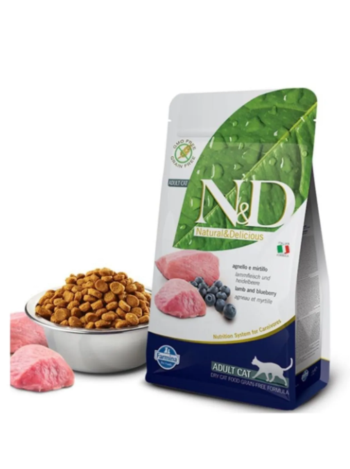 N & D Tahılsız Kuzu Etli Ve Yaban Mersinli Yetişkin Kedi Maması 10 Kg