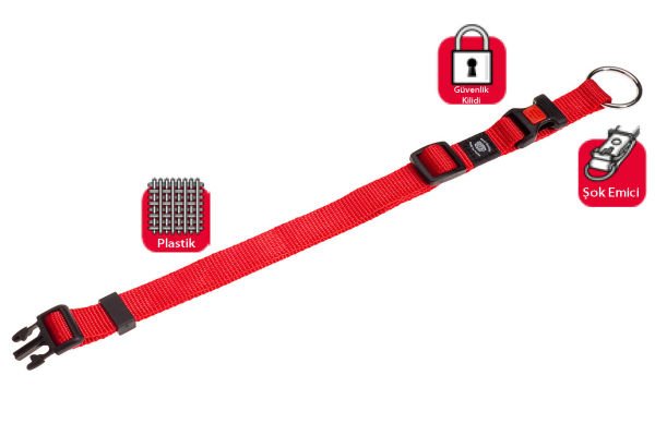 Karlie Kilitli Boyun Tasması M 40-55 Cm Kırmızı