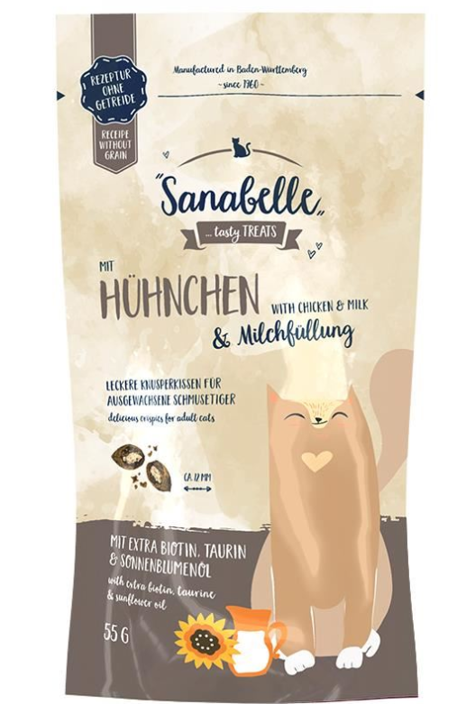 Sanabelle Tavuklu ve Sütlü Yetişkin Kediler İçin Dolgu Atıştırmalık 55 gr