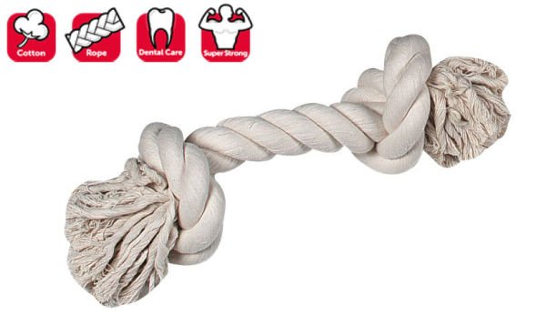 Karlie 2 Düğümlü İp Köpek Oyuncağı M 30 Cm Beyaz