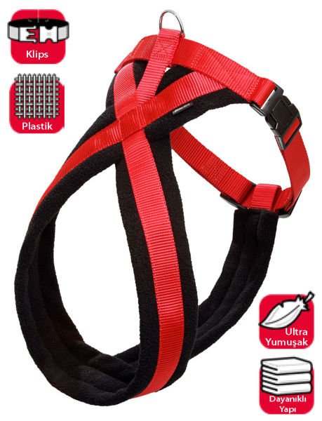 Karlie Yumuşak Göğüs Tasma 84-120Cm Siyah-Kırmızı