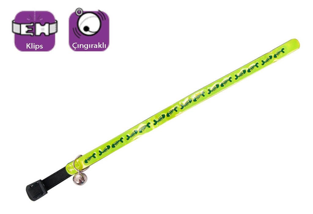 Karlie Zilli Balık Desenli Sarı Kedi Boyun Tasması 30 Cm Sarı