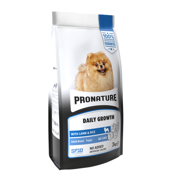 Pronature Daily Growth Small Breed Puppy Kuzulu ve Pirinçli Küçük Irk Yavru Köpek Maması 3 Kg
