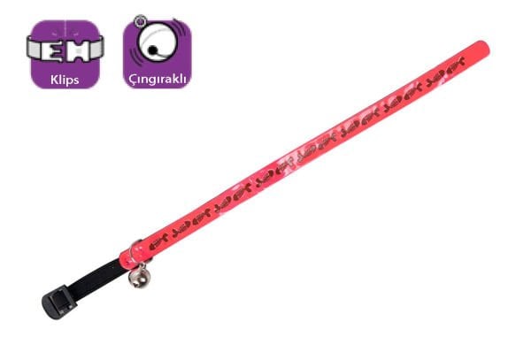 Karlie Zilli Balık Desenli Sarı Kedi Boyun Tasması 30 Cm Pembe