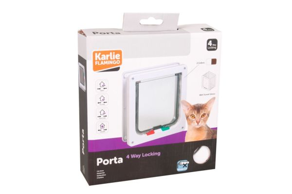 Karlie 4 Yön Kilitli Kedi Kapısı 19.2x20 Cm Beyaz
