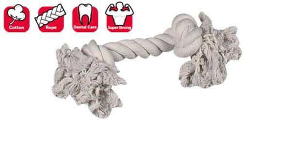 Karlie 2 Düğümlü İp Köpek Oyu. L 35 Cm Beyaz