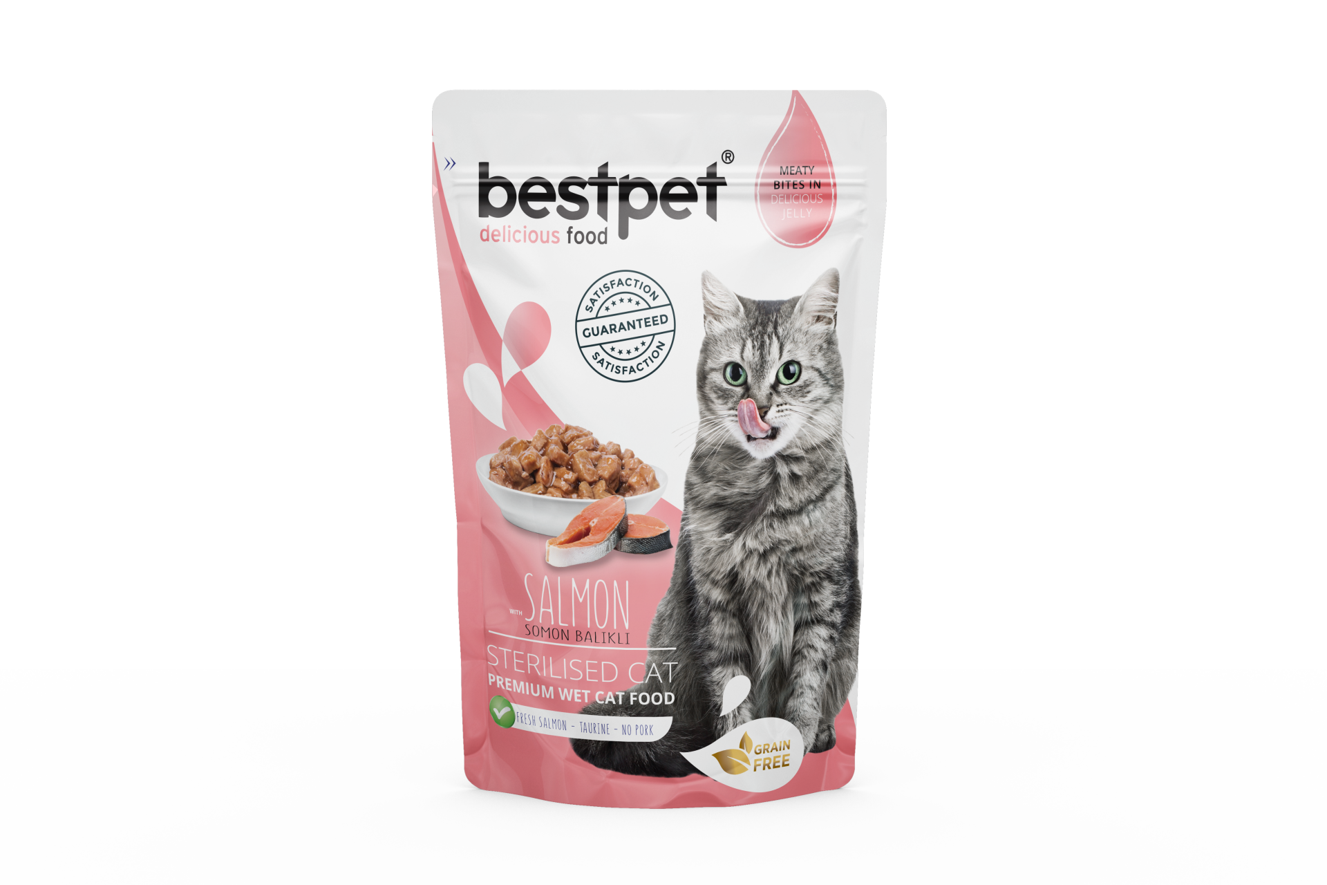 Bestpet Salmon In Jelly Pouch For Sterilized Yaş Kedi Maması 85 gr