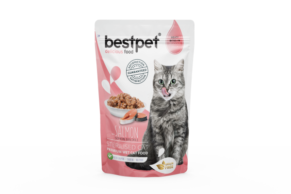 Bestpet Salmon In Jelly Pouch For Sterilized Yaş Kedi Maması 85 gr
