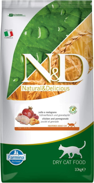 N&D Pumpkin Bıldırcın Etli Bal Kabaklı ve Narlı Tahılsız Kısırlaştırılmış Kedi Maması 10 Kg